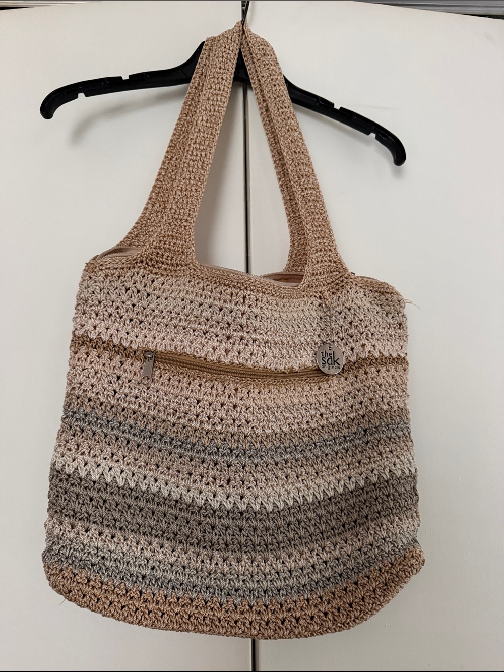 The Sak Neutral Ombre Crochet Tote in Beige and Taupe